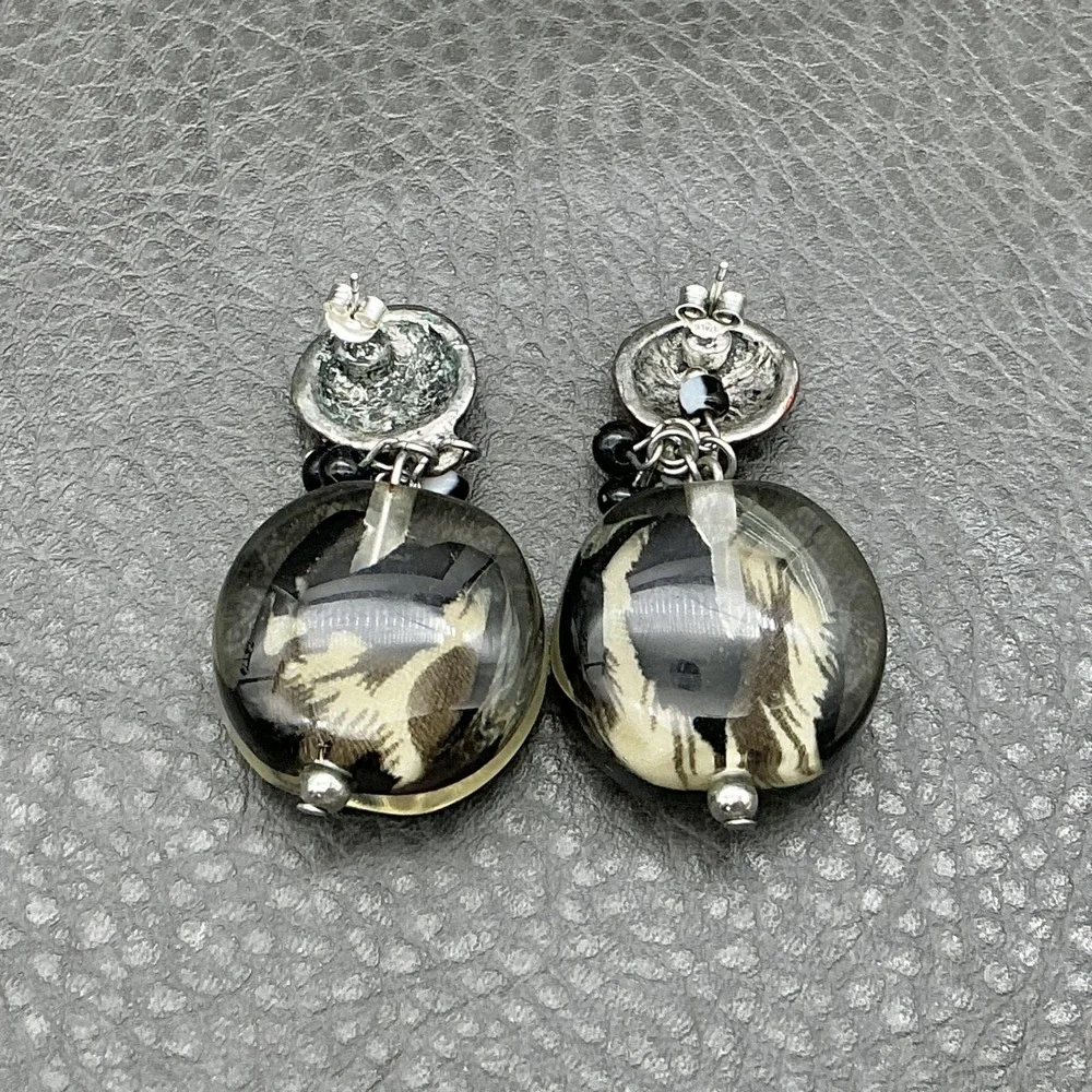 Earrings Multicolor Resin Beaded Dangle Drop Stud Womens Round Statement Jewelry